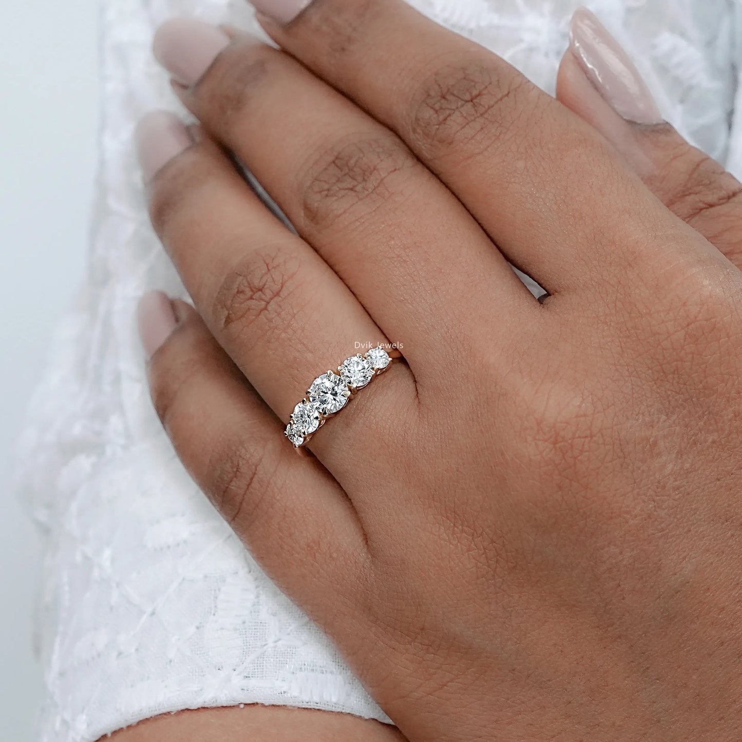 Five Stone Round Brilliant Cut Diamond Ring