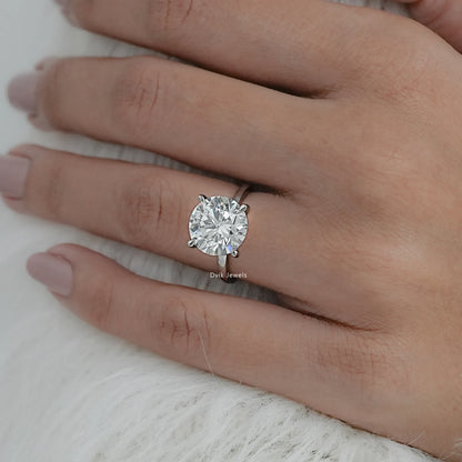 Round Cut Lab Diamond Four Prong Solitaire Ring