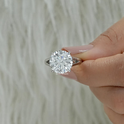 7 carat round diamond engagement ring round lab diamond ring Finger view