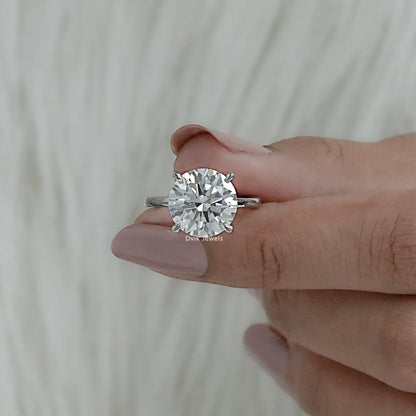 Round Cut Lab Diamond Four Prong Solitaire Ring