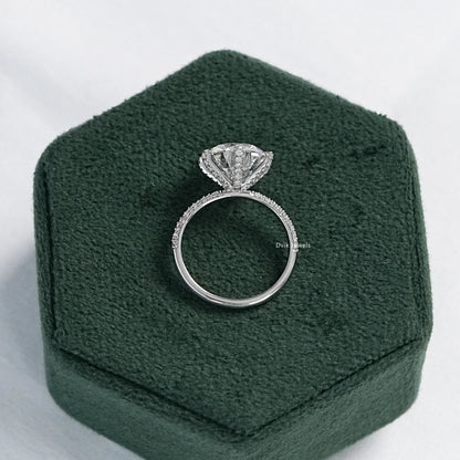 5 CT Round Lab Diamond Accent Set Engagement Ring