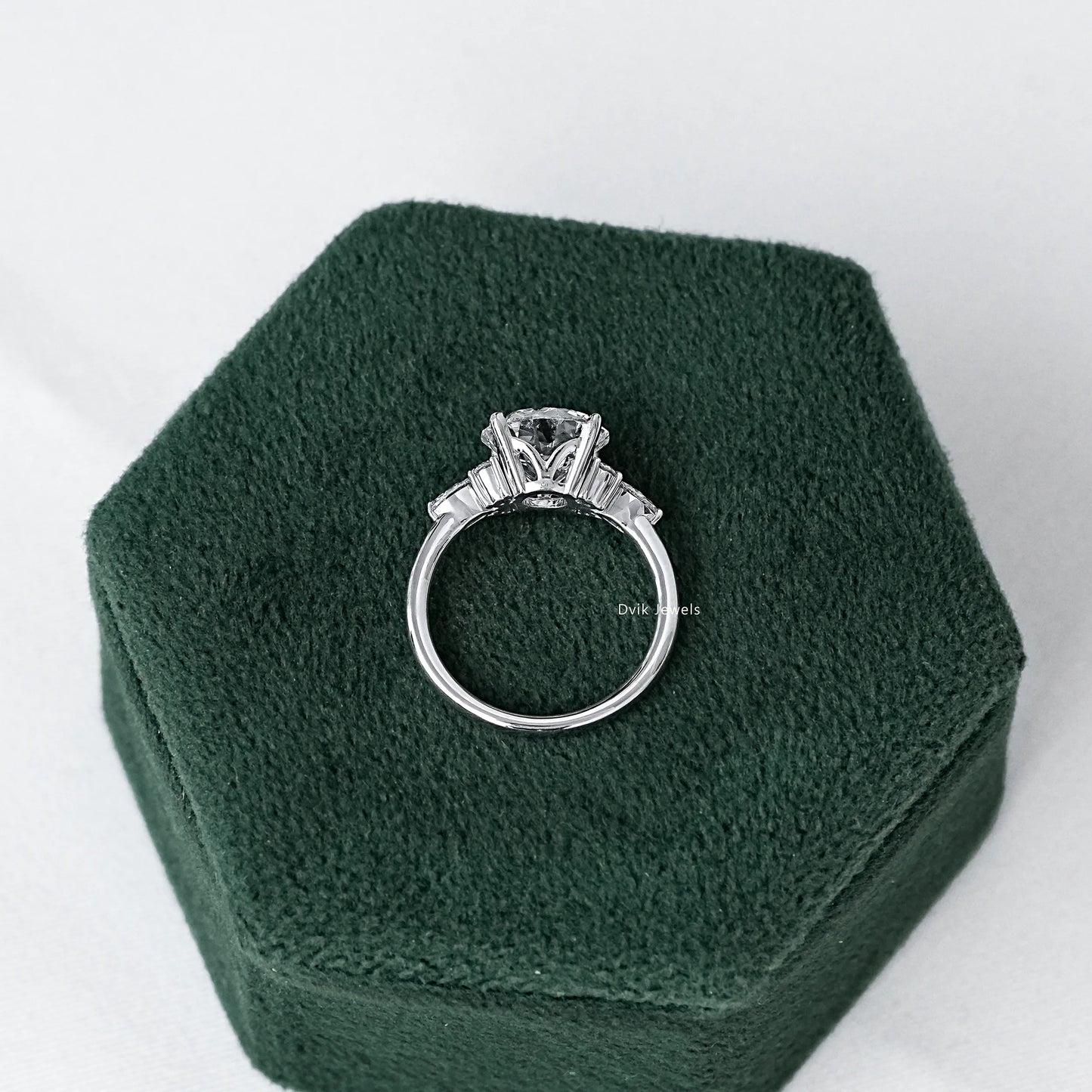 Classic Round Cut Center with Side Accent Engagement Ring