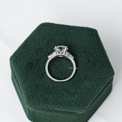 Classic Round Cut Center with Side Accent Engagement Ring
