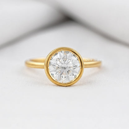Round Lab Diamond Bezel Set Engagement Ring