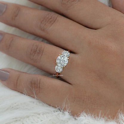 Round Cut Three Stone Lab Diamond Ring with Prong Setting