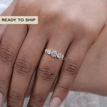 Five Stone Round And Marquise Diamond Ring