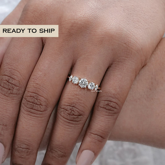 Five Stone Round And Marquise Diamond Ring
