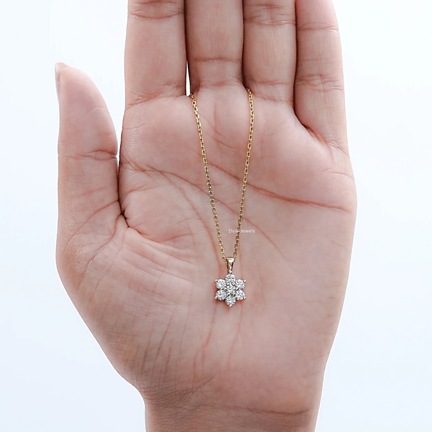 Round Cut Lab Grown Diamond Cluster Pendant