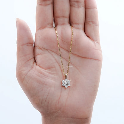 Round Cut Lab Grown Diamond Cluster Pendant