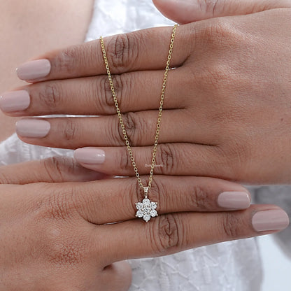 Round Cut Lab Grown Diamond Cluster Pendant