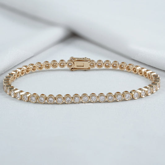Round Lab Diamond Bezel Set Tennis Bracelet