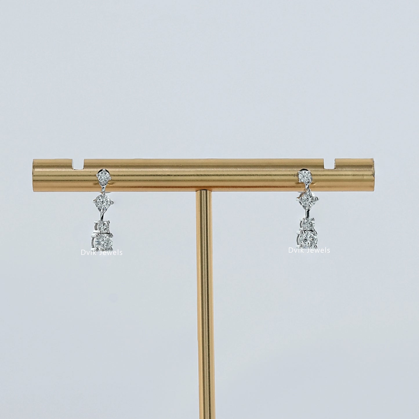 Round Cut Diamond Drop Earrings