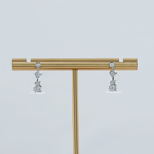 Round Cut Diamond Drop Earrings
