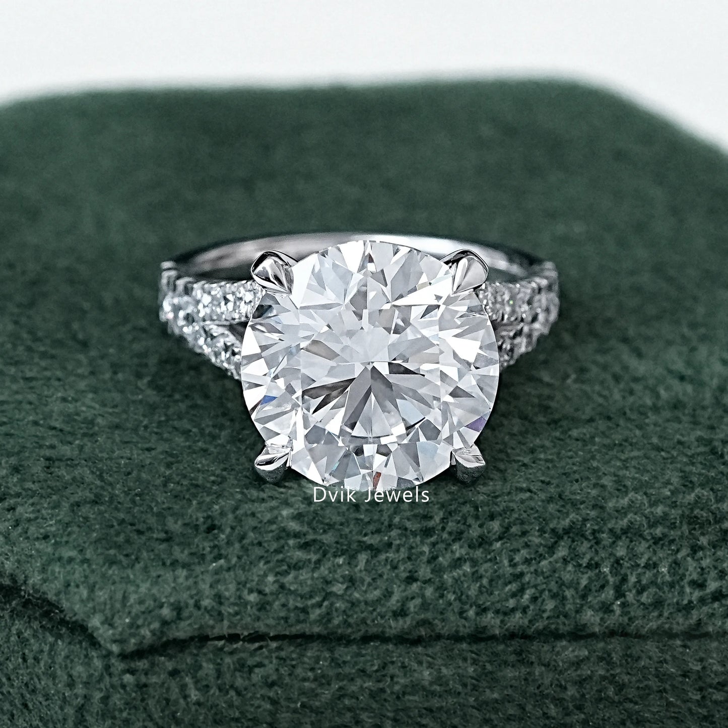 Round Cut Lab Diamond Split Shank Accent Ring