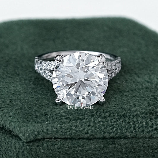 Round Cut Lab Diamond Split Shank Accent Ring