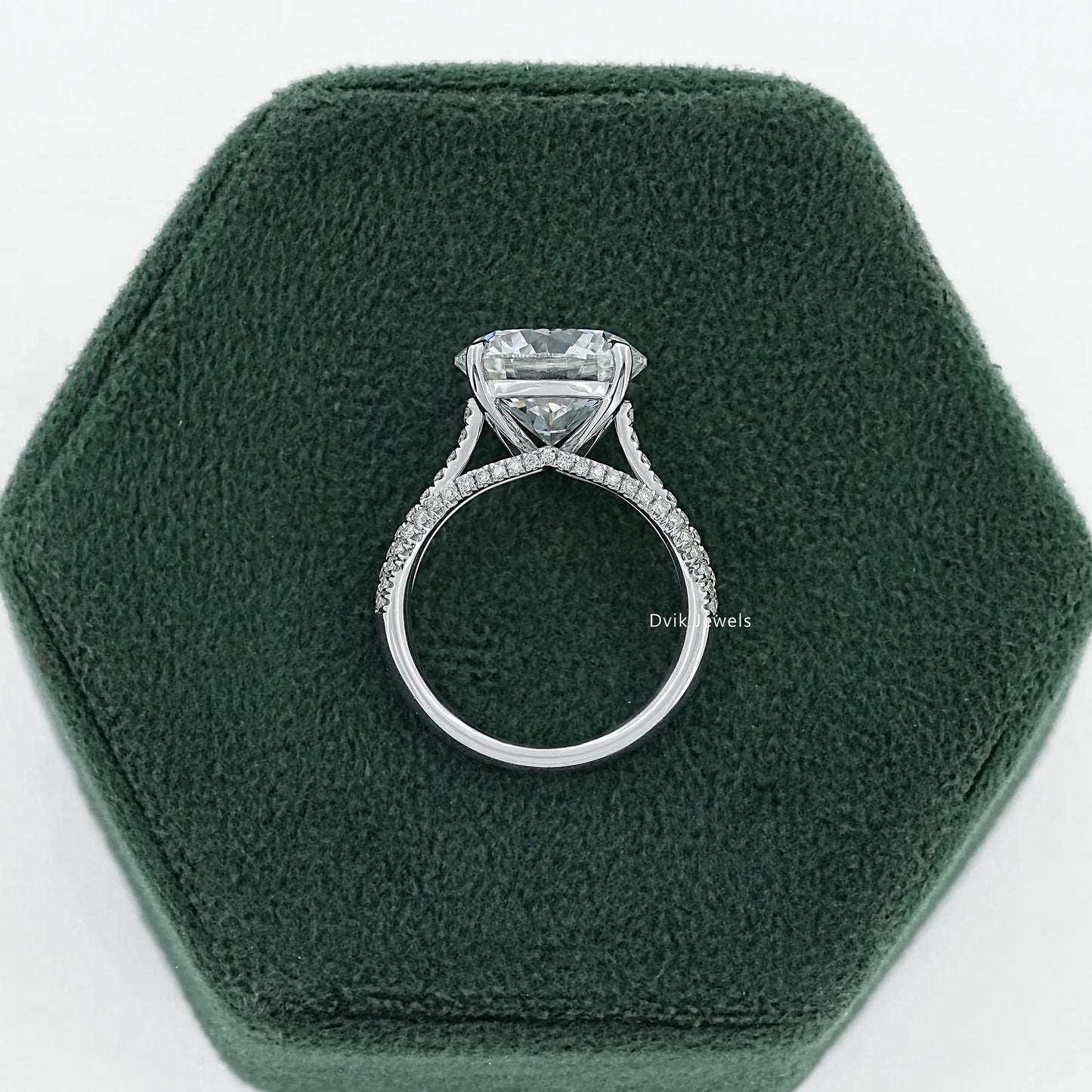 Round Cut Diamond Hidden Halo Bridge Accent Ring