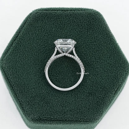 Round Cut Diamond Hidden Halo Bridge Accent Ring