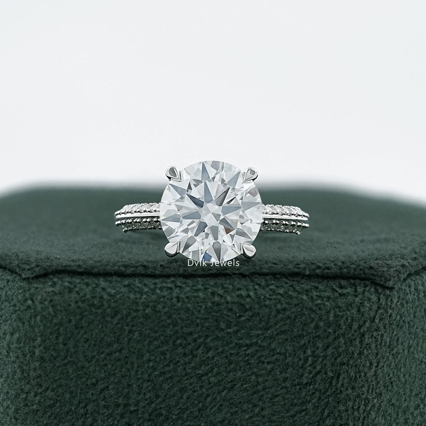 Round Cut Diamond Hidden Halo Bridge Accent Ring