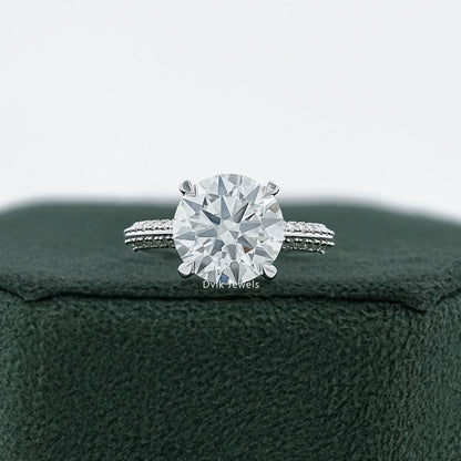 Round Cut Diamond Hidden Halo Bridge Accent Ring