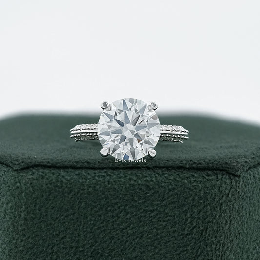 Round Cut Diamond Hidden Halo Bridge Accent Ring