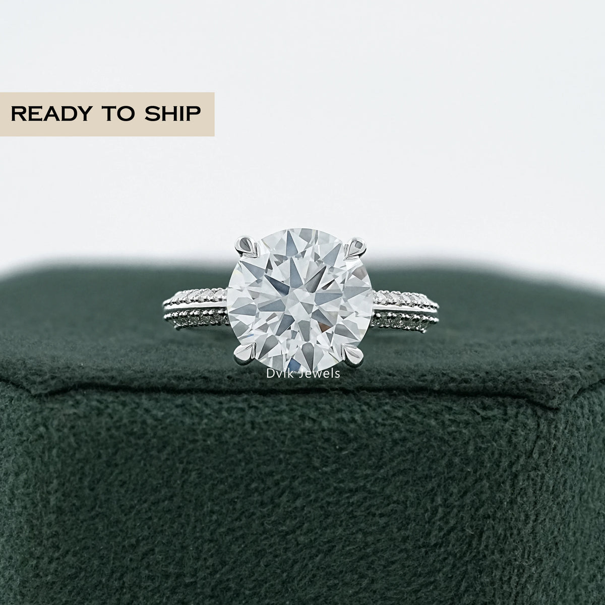 Hidden Halo Round Diamond Bridge Accent Ring