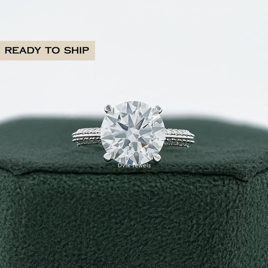 Hidden Halo Round Diamond Bridge Accent Ring