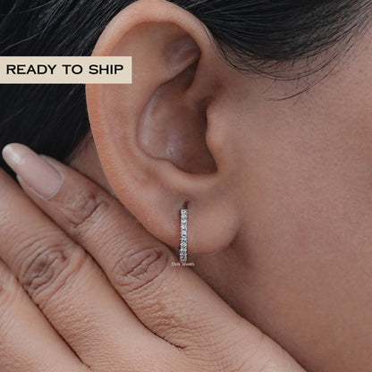 Round Diamond Dainty Inside Out Huggie Hoop