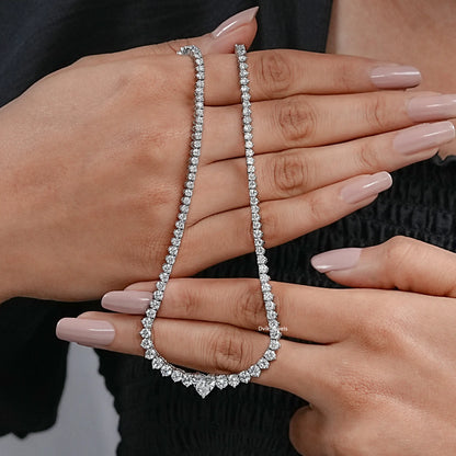 Round And Heart Cut Lab Diamond Tennis Necklace