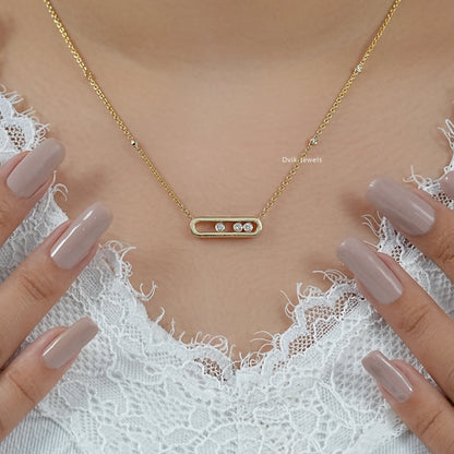 Movable Diamond Paperclip Pendant