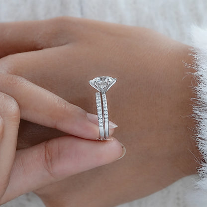 3 CT Round Cut Lab Diamond Bridal Ring Set