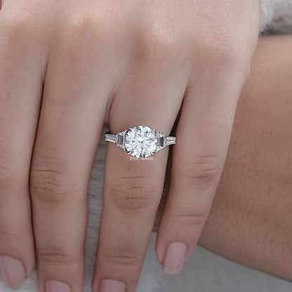 Trapezoid And Tapered Baguette Lab Diamond Five Stone Ring