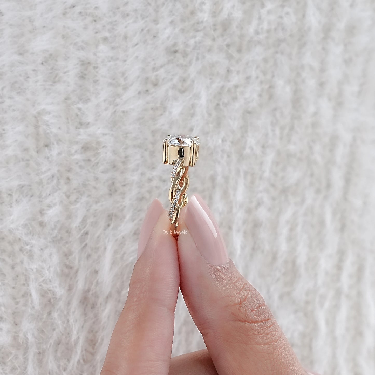 Twisted Round Lab Diamond Wedding Ring