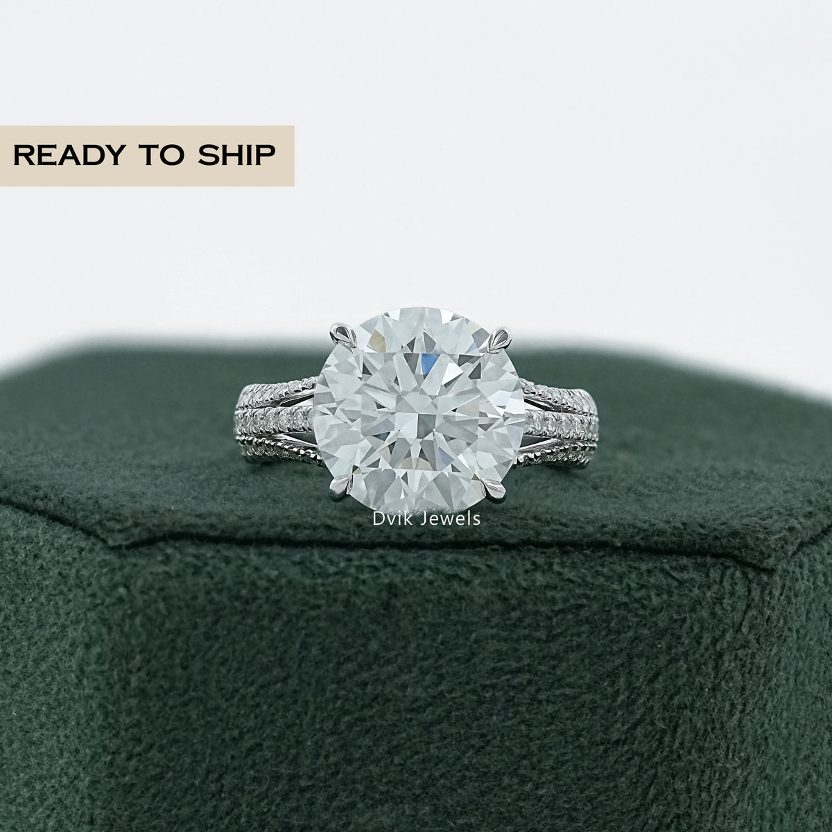 Round Diamond Split Shank Bridge Accent Ring