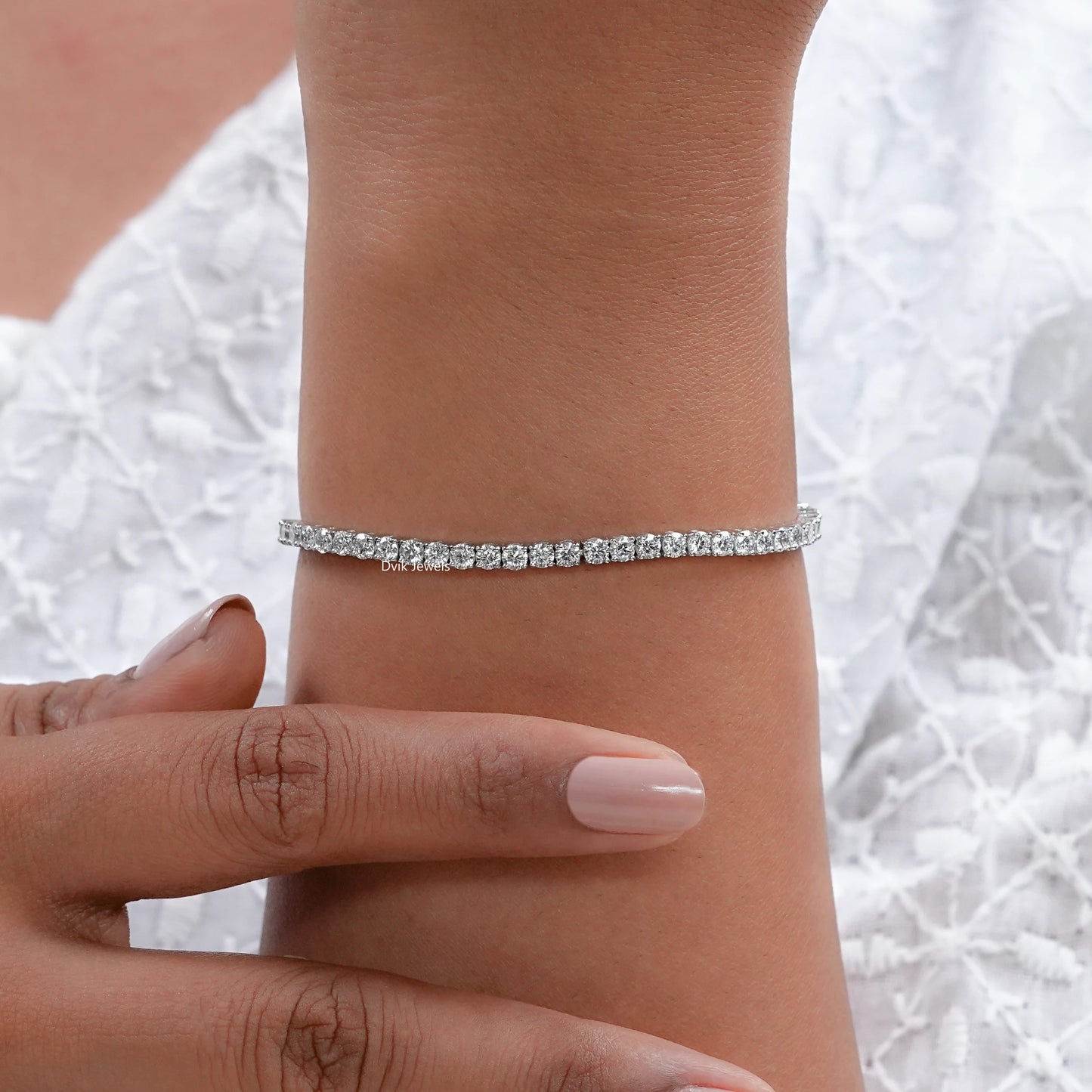 Elegant Round Lab Diamond Tennis Bracelet