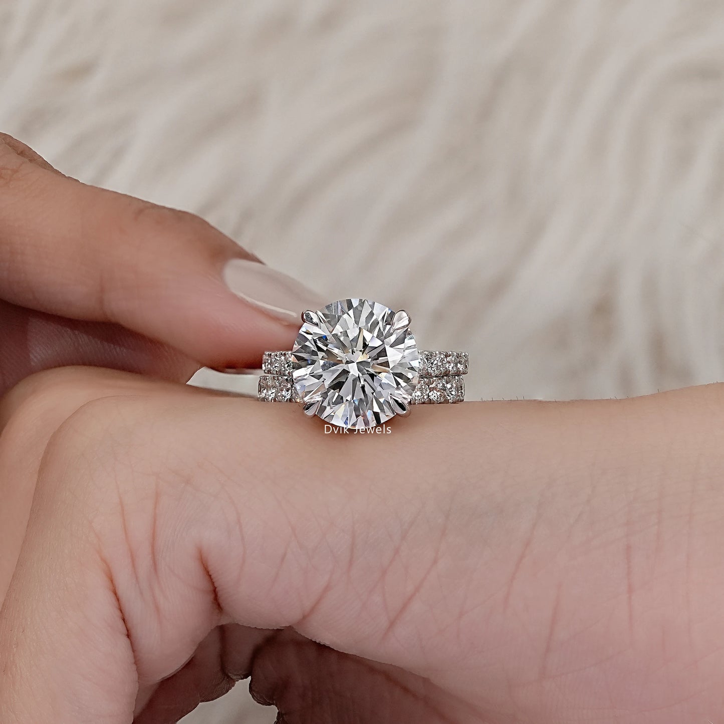 Round Cut Diamond Bridal Wedding Ring Set
