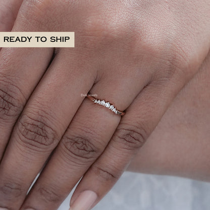 Round Diamond Curved Shaped Wedding Band