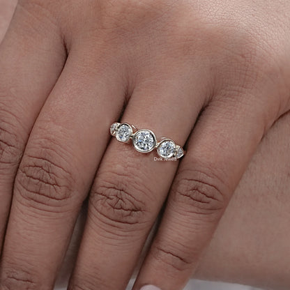 Bezel Set Round Cut Lab Diamond Five Stone Ring