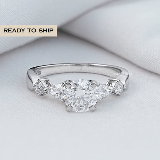 Round Cut Five Stone Engagement Ring Ring