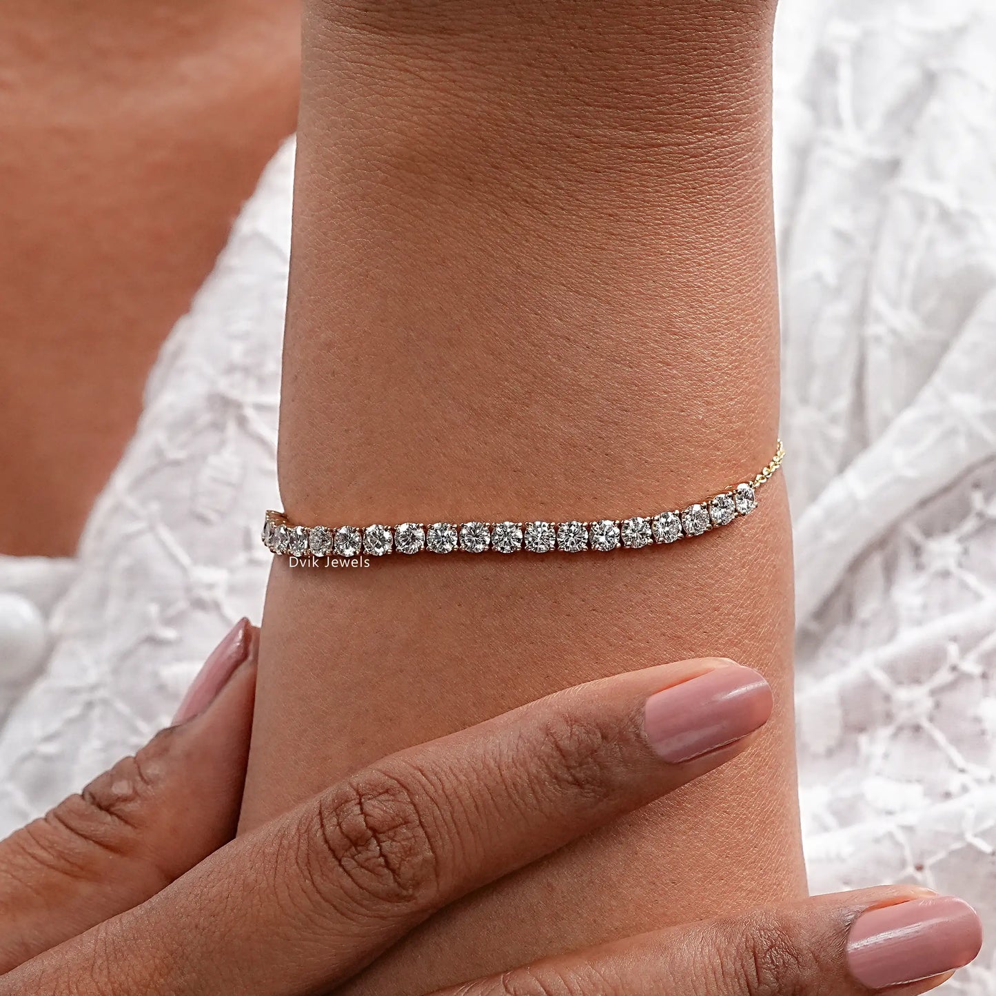 Round Lab Grown Diamond Chain Bracelet