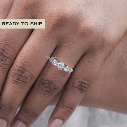 Round Cut Heart Accent Five Stone Ring
