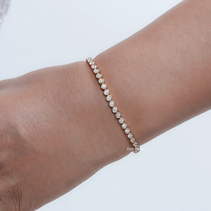 Round Cut Lab Grown Diamond Bezel Bracelet
