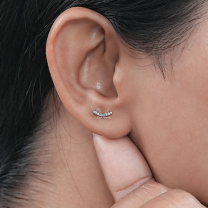 Round Cut Lab Diamond Curved Bar Earrings