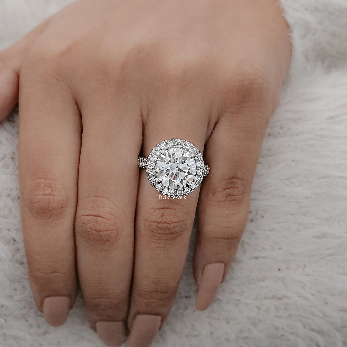 Halo Round Cut Lab Grown Diamond Engagement Ring