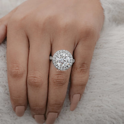 Halo Round Cut Lab Grown Diamond Engagement Ring