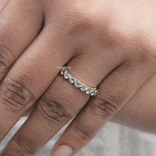 Round Cut Lab Grown Diamond Eternity Wedding Band