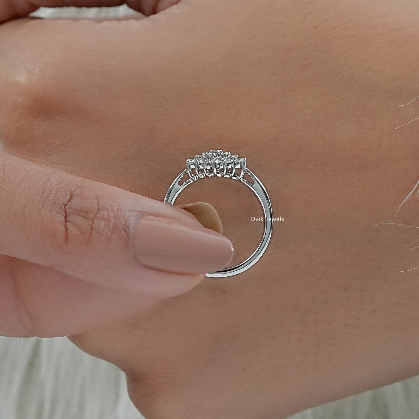 Round Cut Lab Diamond Floral Cluster Ring Ring