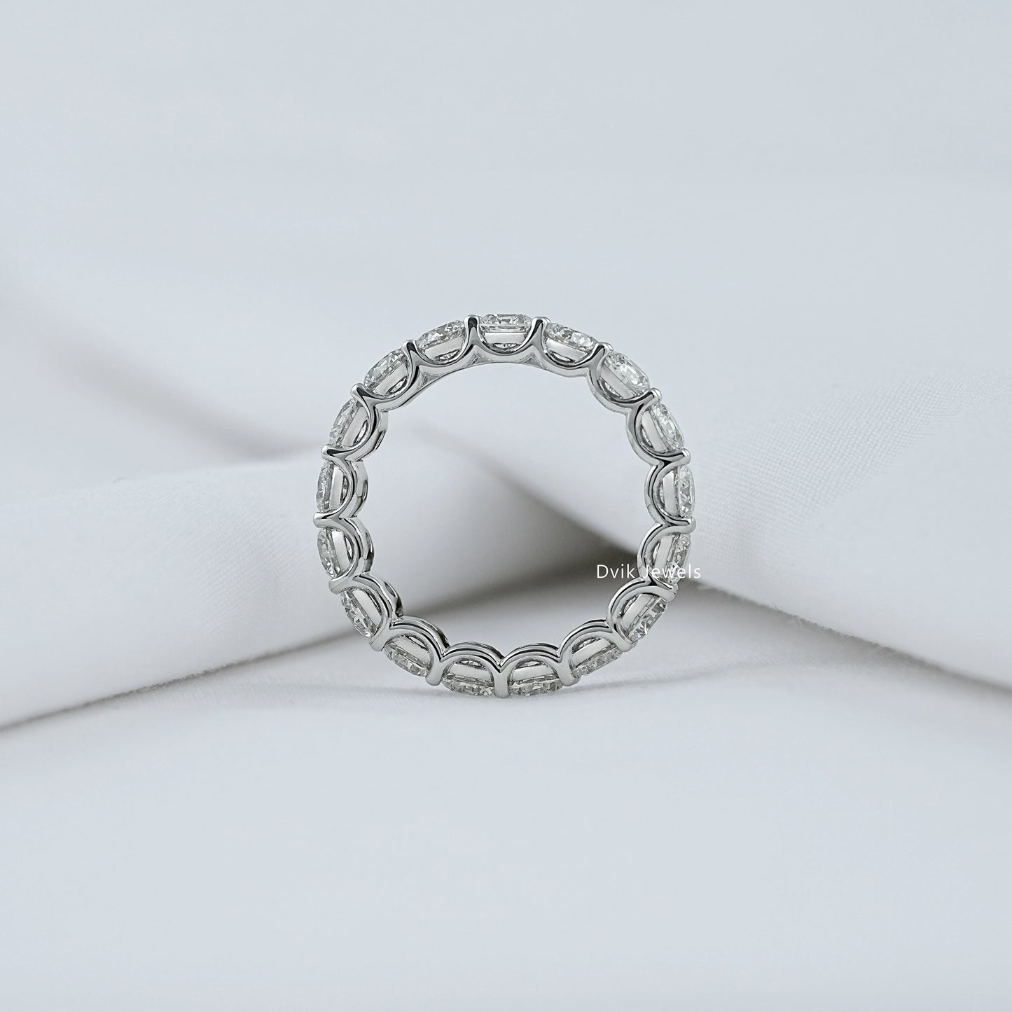Round Lab Diamond Eternity Wedding Band Ring