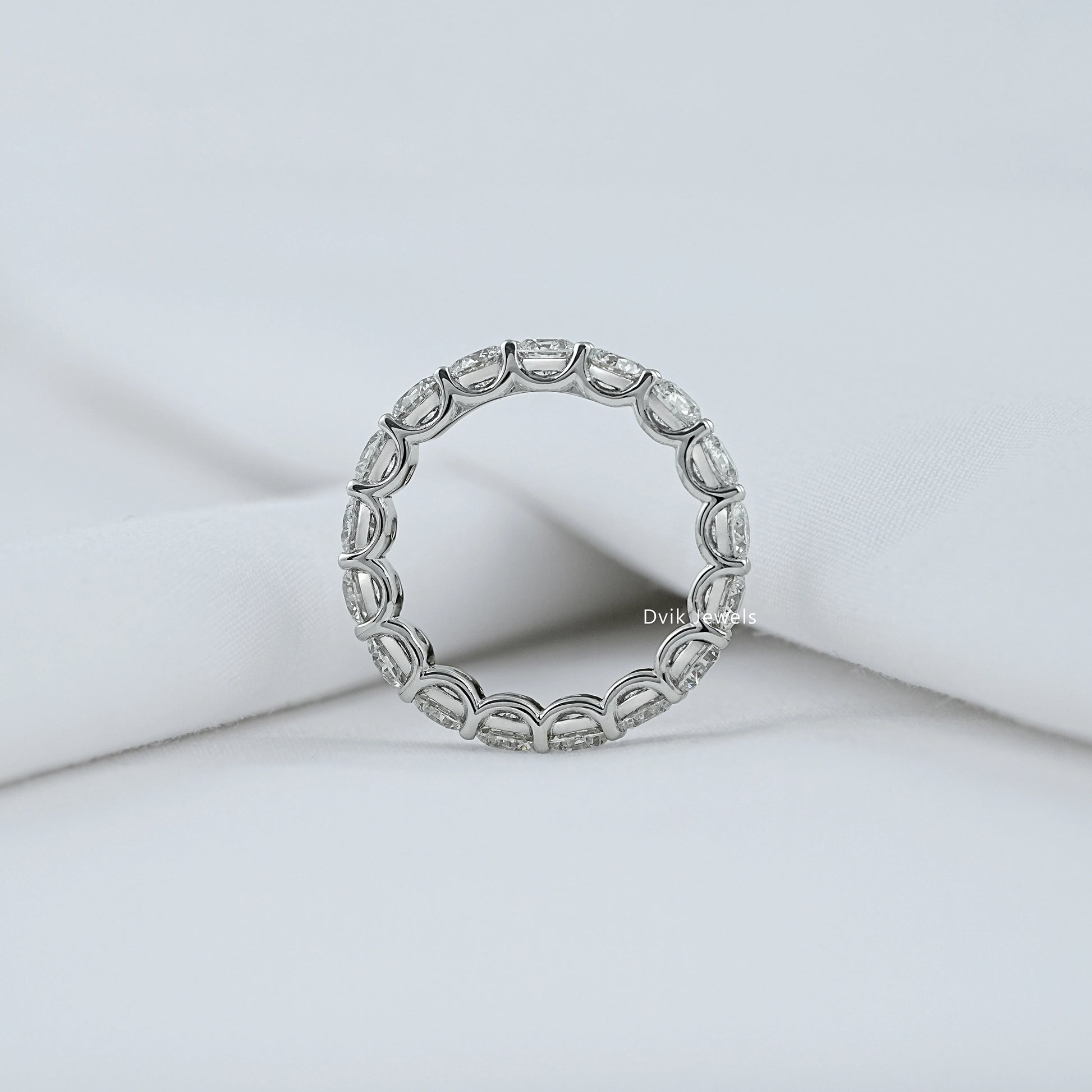 Round Lab Diamond Eternity Wedding Band Ring