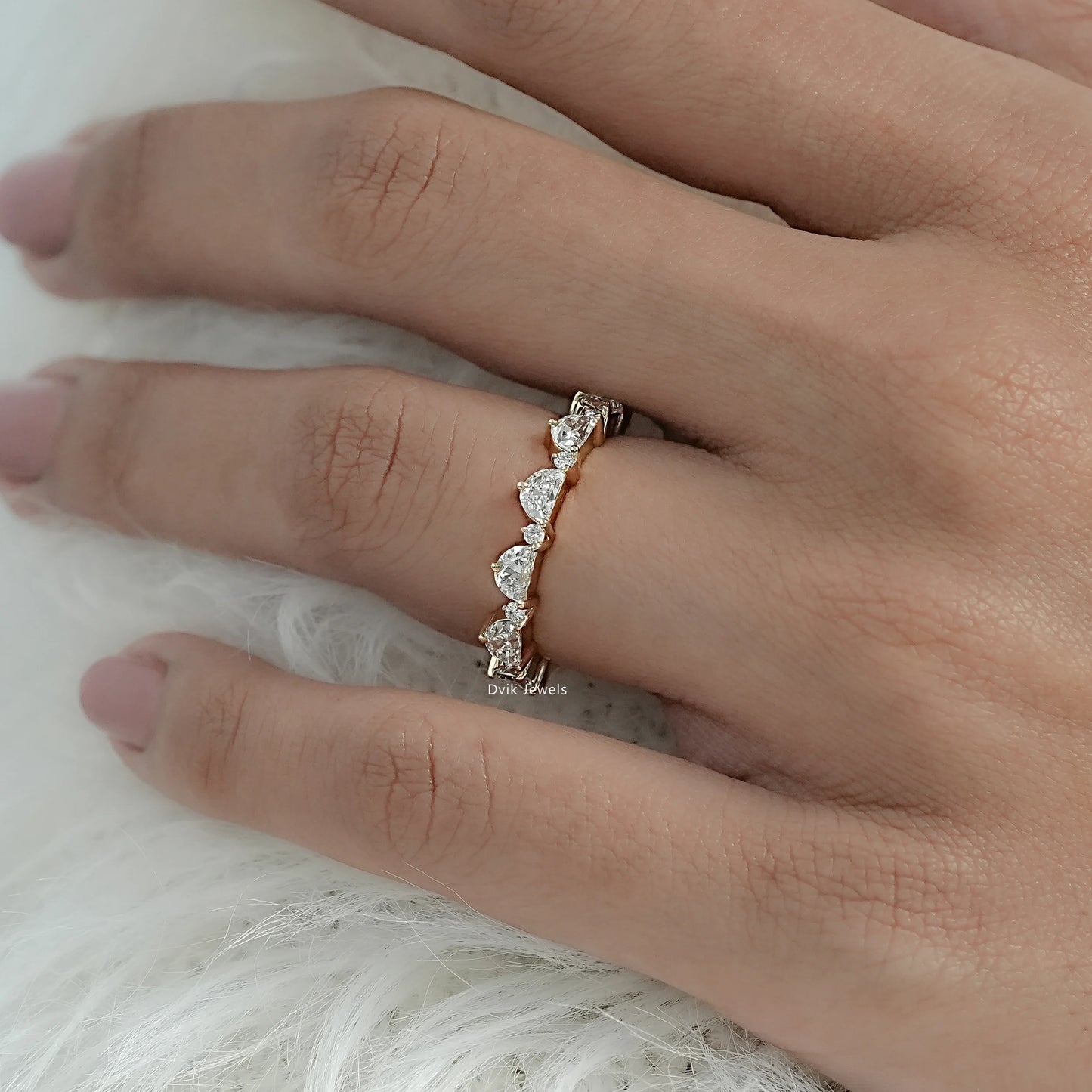 Half Moon & Round Cut Lab Diamond Eternity Band