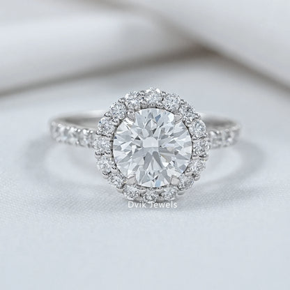 Round Cut Lab Grown Diamond Halo Ring